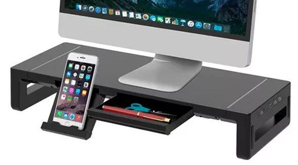 Acessório Suporte para Monitor de Mesa com Portas USB e Gavetas