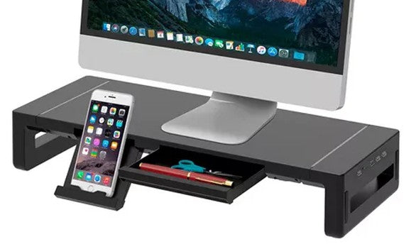 Acessório Suporte para Monitor de Mesa com Portas USB e Gavetas